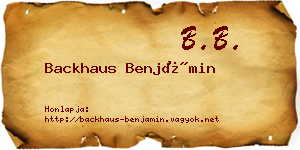 Backhaus Benjámin névjegykártya
